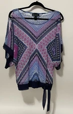 INC International Concepts Womens Top L Sheer Cold Shoulder  Bottom Side Tie