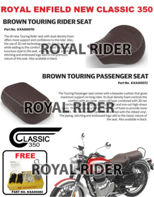 Fits Enfield New Classic 350 Brown Touring Rider Passenger