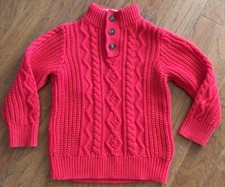Toddler Baby Gap Red Cable Knit 1/4 Button Sweater Size 5 Yrs