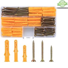 110Pcs Screws and Wall Plugs Set Masonry Carbon Steel Expansion Anchors UK