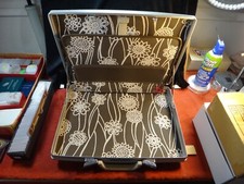 Vintage Samsonite Attache Hard Shell Slim Briefcase Brown/white Floral Ladies