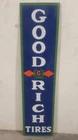 Vintage Goodrich Tires Porcelain Enamel Sign 48x12 Inches.