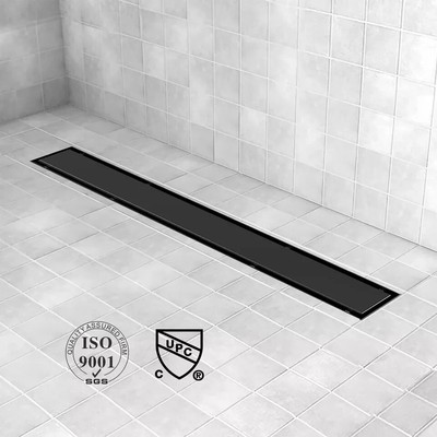 Shower Drain with Tile Insert Cover Adjustable Stainless Steel Black
