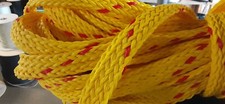 1 1/8 " x 70 ft. Hollow/Flat Braid Polypropylene Rope. Yellow/Red