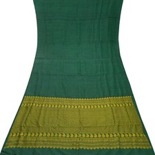 Namaste Vintage Green Sarees 100 Pure Silk Woven Indian Sari 5YD Craft Fabric