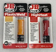 J-B Weld putty PlasticWeld & HighHeat stick 2 pc  epoxy glue adhesive 