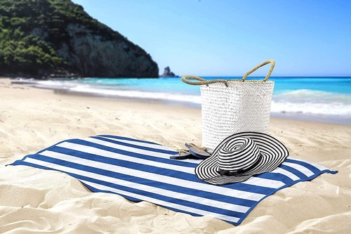 Toalla de Playa Jumbo 100% Algodón 90x160cm Cabaña Rayas Baño Piscina Viaje Vacaciones - Imagen 6 de 7