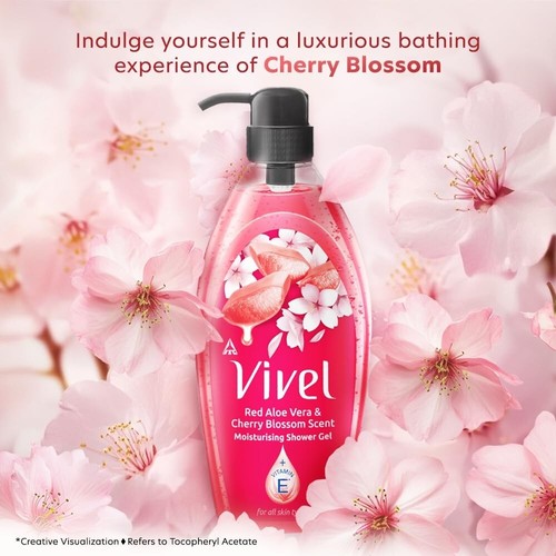 Gel de ducha con aroma a aloe vera y flor de cerezo rojo Vivel, 895 ml - Imagen 3 de 6