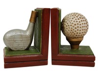 Hickory Manor House Golf Bookends, Hand Painted Hickory Manor House Golf Bookends, Hand Painted