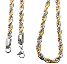 Two-Tone Rope Chain / Necklace Stainless Steel 3mm Rope Necklace 1