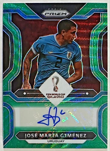 2022 Prizm World Cup Jose Maria Gimenez Auto Green Wave Uruguay Atletico Madrid