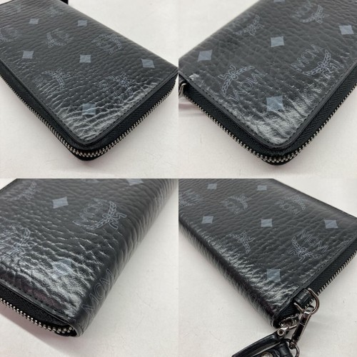 MCM Visetos Bi-fold Long Wallet Black Monogram Auth w/ Dust Bag, Guarantee Card - Picture 7 of 13