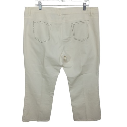 Dana Buchman Womens Cropped Jeans Size 16 Cotton Ivory Denim Bottoms Stained - Picture 2 of 7