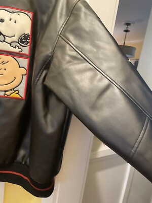 Peanuts Snoopy Charlie Brown Pleather Jacket XL | eBay
