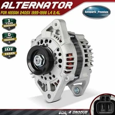 Alternator for Nissan 240SX 1995-1998 L4 2.4L 80 Amp 12 Volt CW 4-Groove Pulley