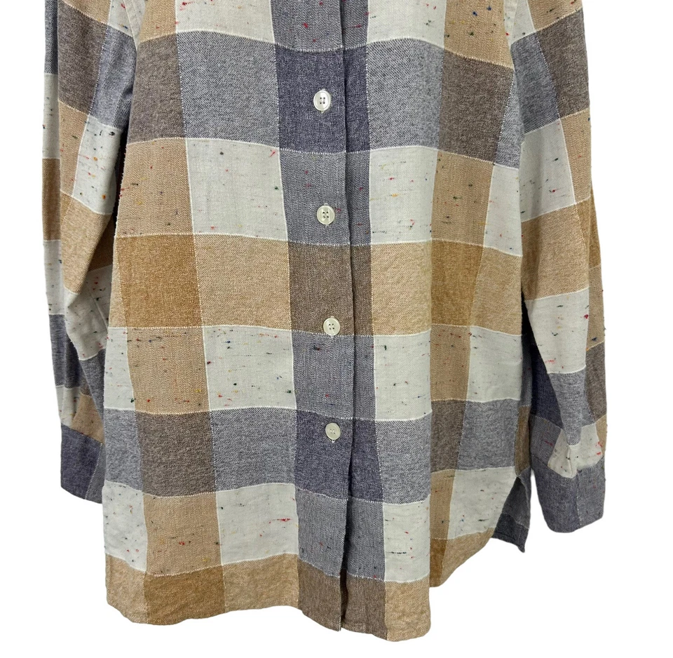 Camisa Top Vintage Años 90 Para Mujer A Cuadros Talla M Neutro Costal Multicolor Moteado Foto 4 de 4