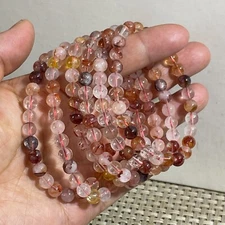 Wholesale 1 Pcs  Golden Healer Hematoid 6mm 7.5” Crystal Stretch Bracelet