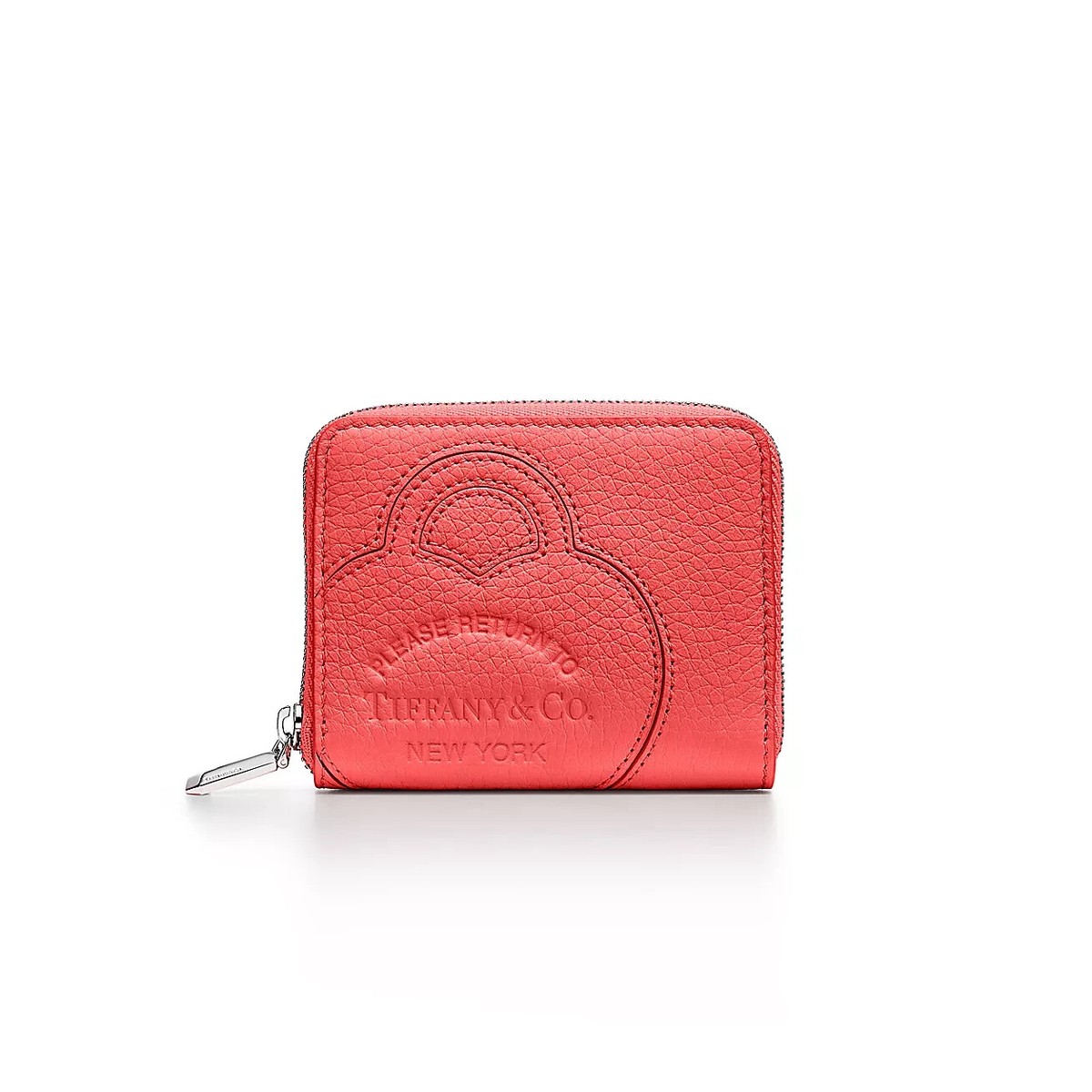 Tiffany ティファニーレッドポケット Return to Tiffany™ Small Zip Wallet Hibiscus Red Leather Stylish