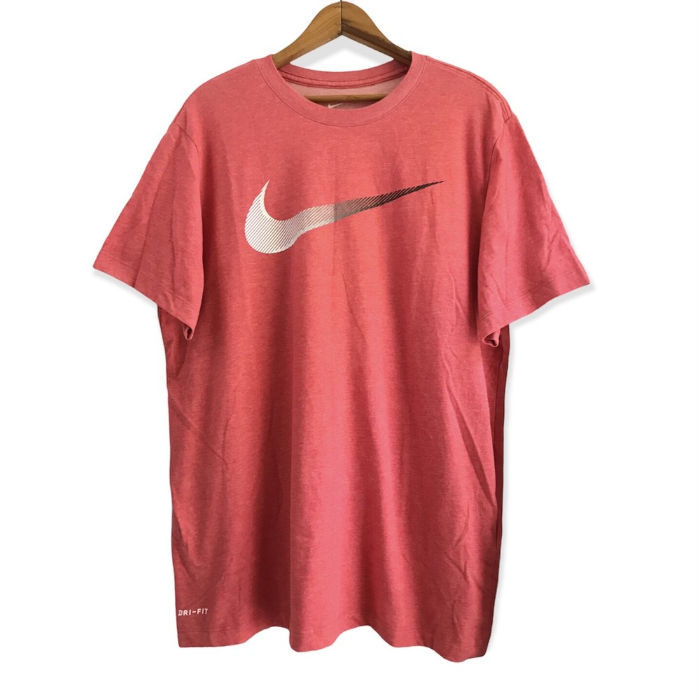 Nike DriFit Swoosh Logo Crew Neck Men’s T-Shirt L Red Heather Short Sleeve