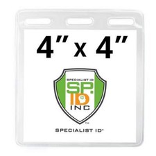 25 Pack - Badge Holders 4x4 - Large Plastic Event Pass - Fits Laminated 3x4 Card