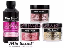 MIA SECRET LIQUID MONOMER 4 OZ & 2/3 COVER ACRYLIC POWDERS PINK, ROSE & BEIGE