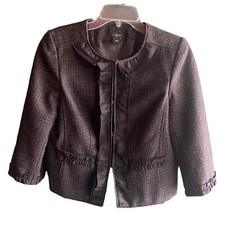 Ann Taylor Tweed black cropped blazer jacket. Size 6
