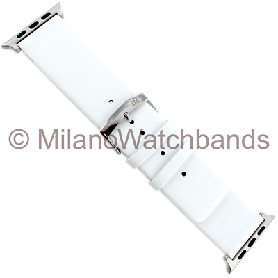 42mm Milano White Genuine Leather Square Tip Band Spring Bar Lug Apple  Watch 1&2