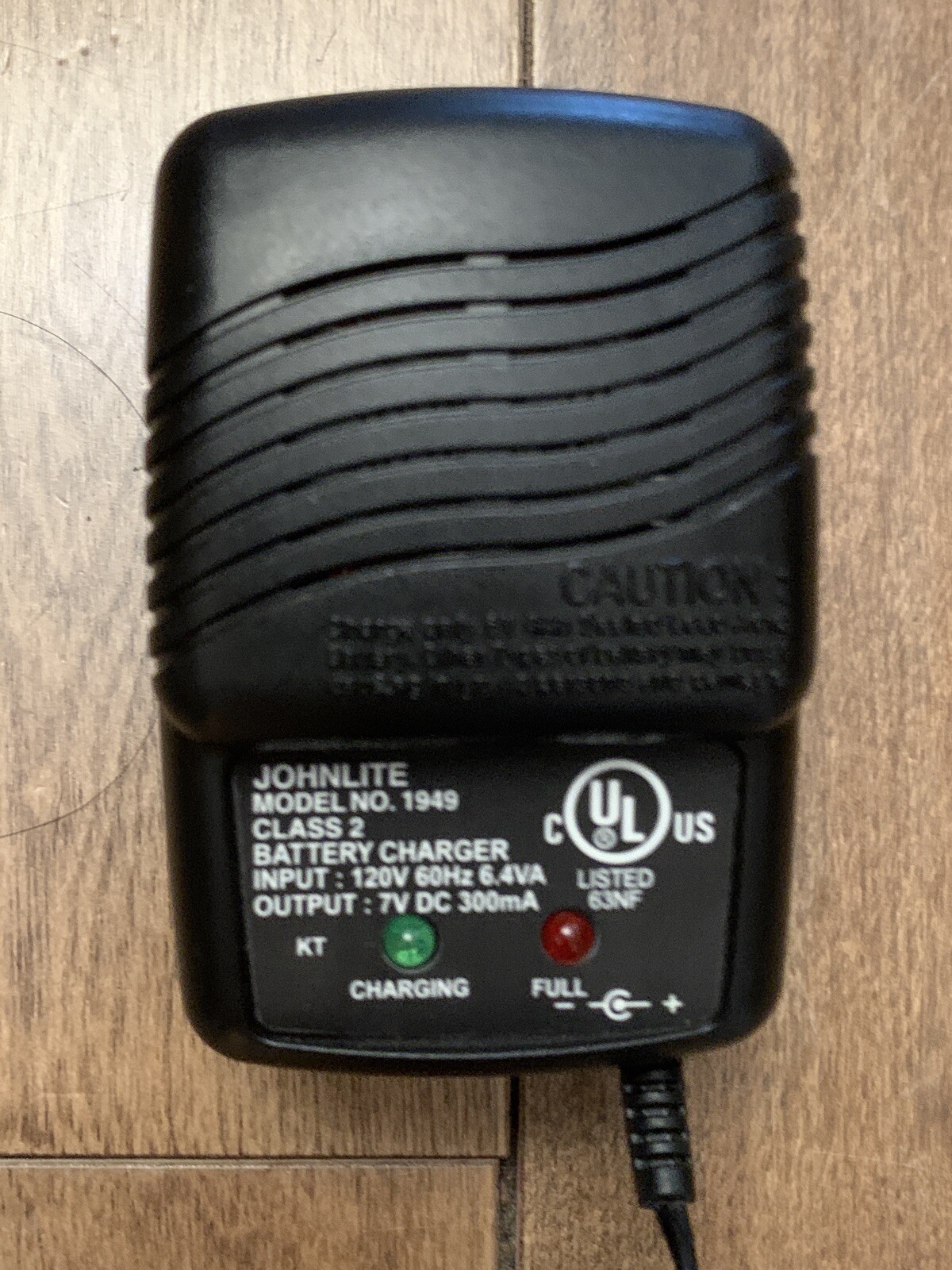 JOHNLITE 1949 Class 2 Battery Charger Input120V 60Hz 6.4VA OUTPUT 7V