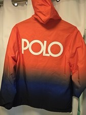 Polo Ralph Lauren Mens Blue Orange 1/4th Zip Windbreaker Jacket Size Small