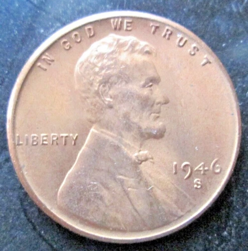 1946-S WHEAT CENT, MS+++ CONDITION, RED COLOR, CIRCULATED