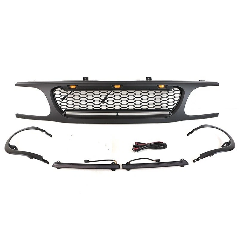 Grelha frontal preta compatível com 1995-2001 Ford Explorer grade de para-choque com barra de LED - Imagem 2 de 4