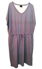 32° Degrees Dress Plus Sz XXL Blue Lagenlook Preppy Coastal Grandma Comfort
