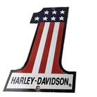 Vintage Harley Davidson Motorcycles Sign - Porcelain USA American Flag Gas Sign