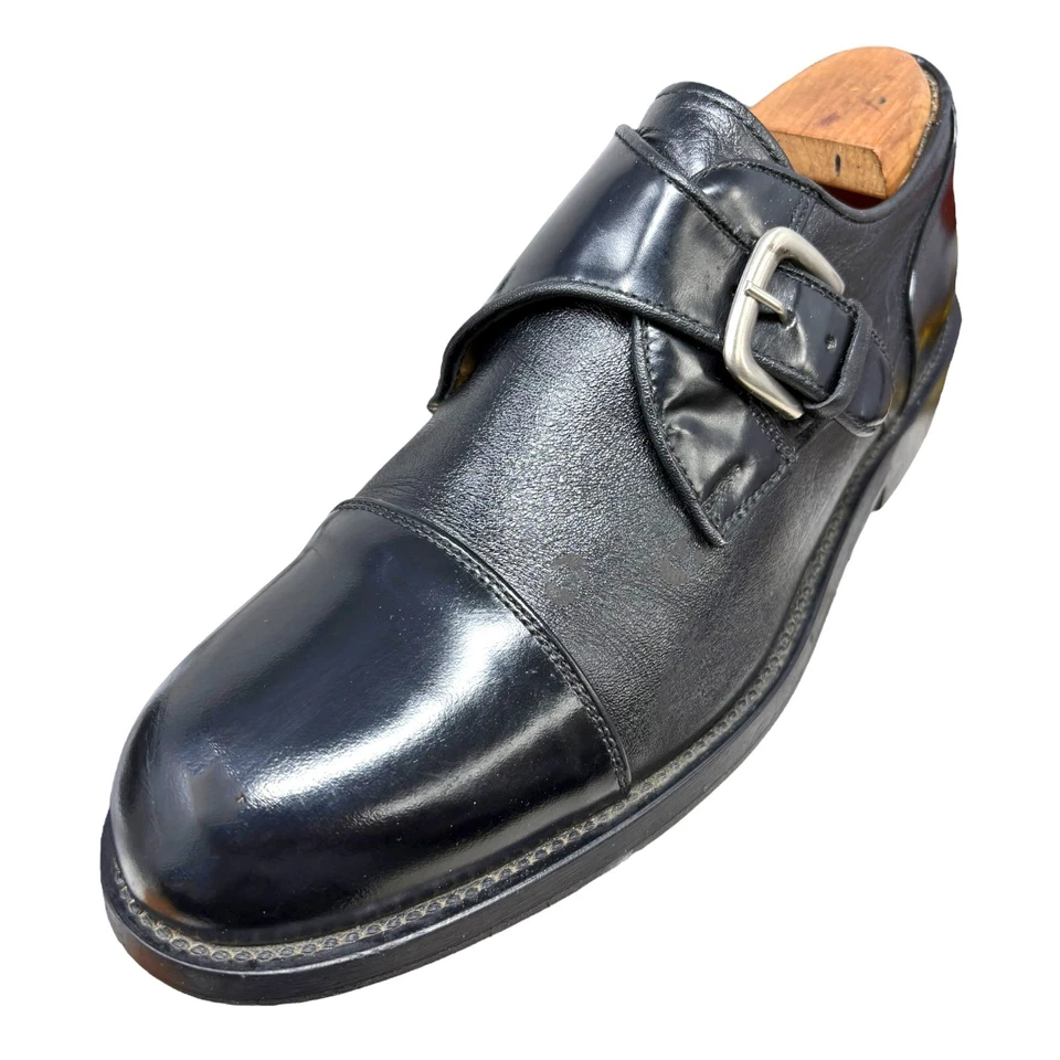 Sapatos sociais masculinos Bert Pulitzer Collectors Edn couro preto alça monge tamanho 10.5 - Imagem 2 de 4