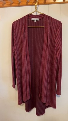 Absolutely Famous Burgundy Striped Cardigan - Size XL