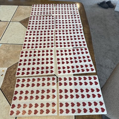 Vintage Mrs. Grossman's Stickers Lot of 10 Sheets Red Hearts~ 3 Strips Per Sheet