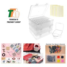 Lightweight Stackable Bead Storage Containers - 93 PCS with Secure Hinged Lids