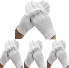 12 Pair White Cotton Gloves for Dry Hand Moisturizing Cosmetic Eczema One Size
