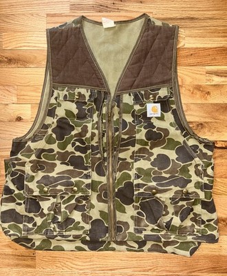 トップス 80's 90's Carhartt vintage hunting vest Vintage Carhartt USA Corduroy Duck Camo Hunting Vest USA Canvas