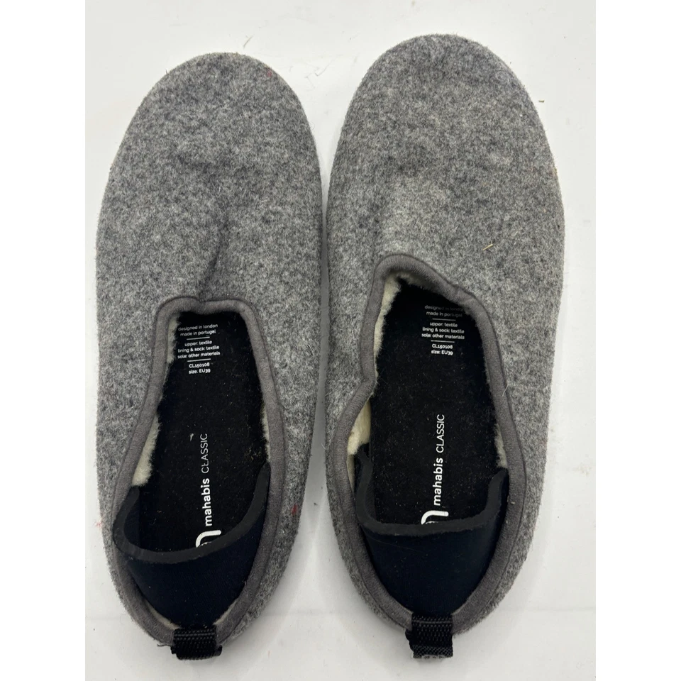 Mahabis Classic Grey Felt Slippers Lounge Comfort Indoor Shoes Size 8M - Image 4 of 4