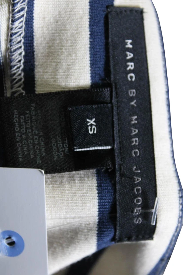 Marc By Marc Jacobs Womens Cotton Striped Print Long Sleeve Shirt Beige Size XS - Image 4 of 4