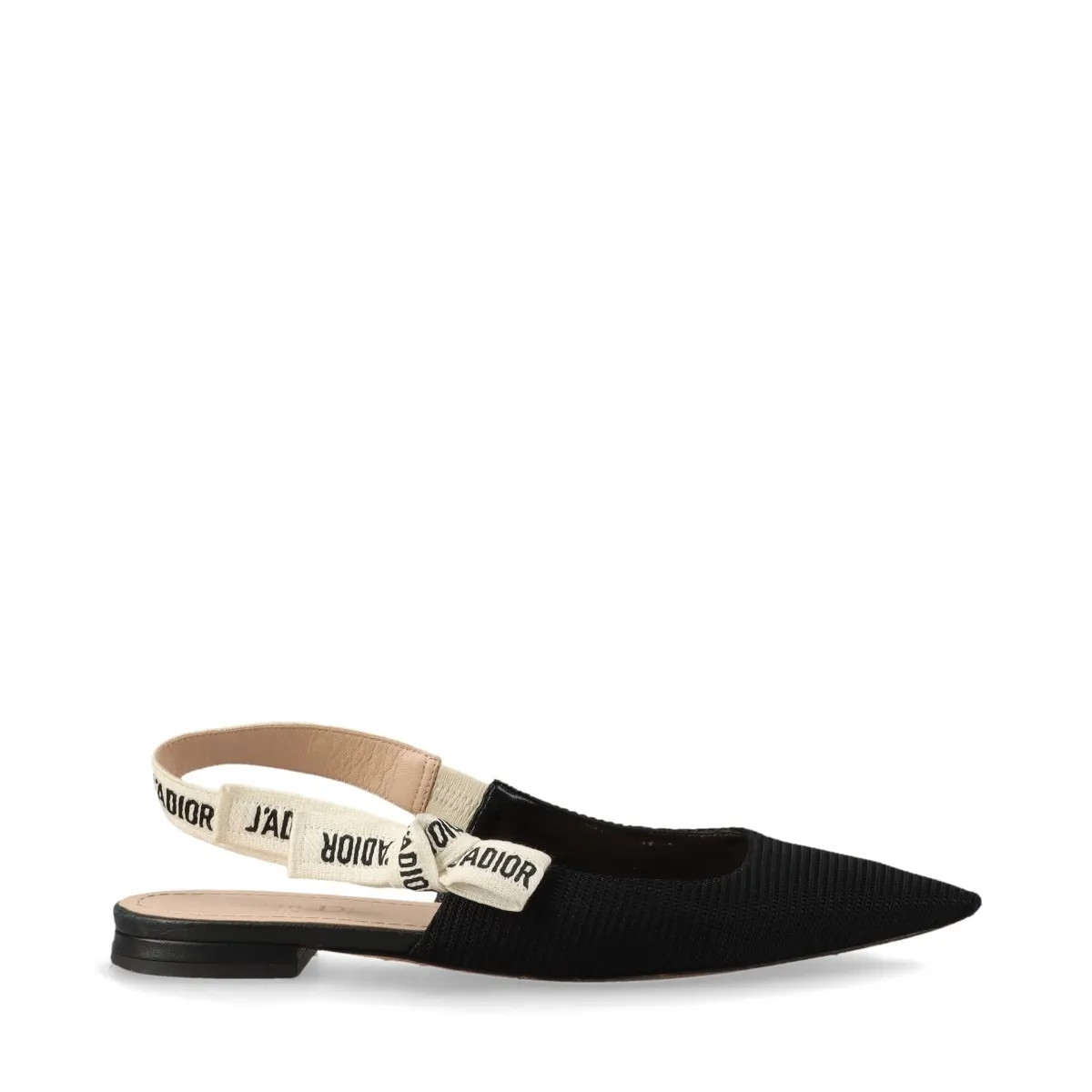Christian Dior J'ADIOR Leather x fabric Flat Pumps 35.5 Ladies' Black x ivory SI thumbnail 3