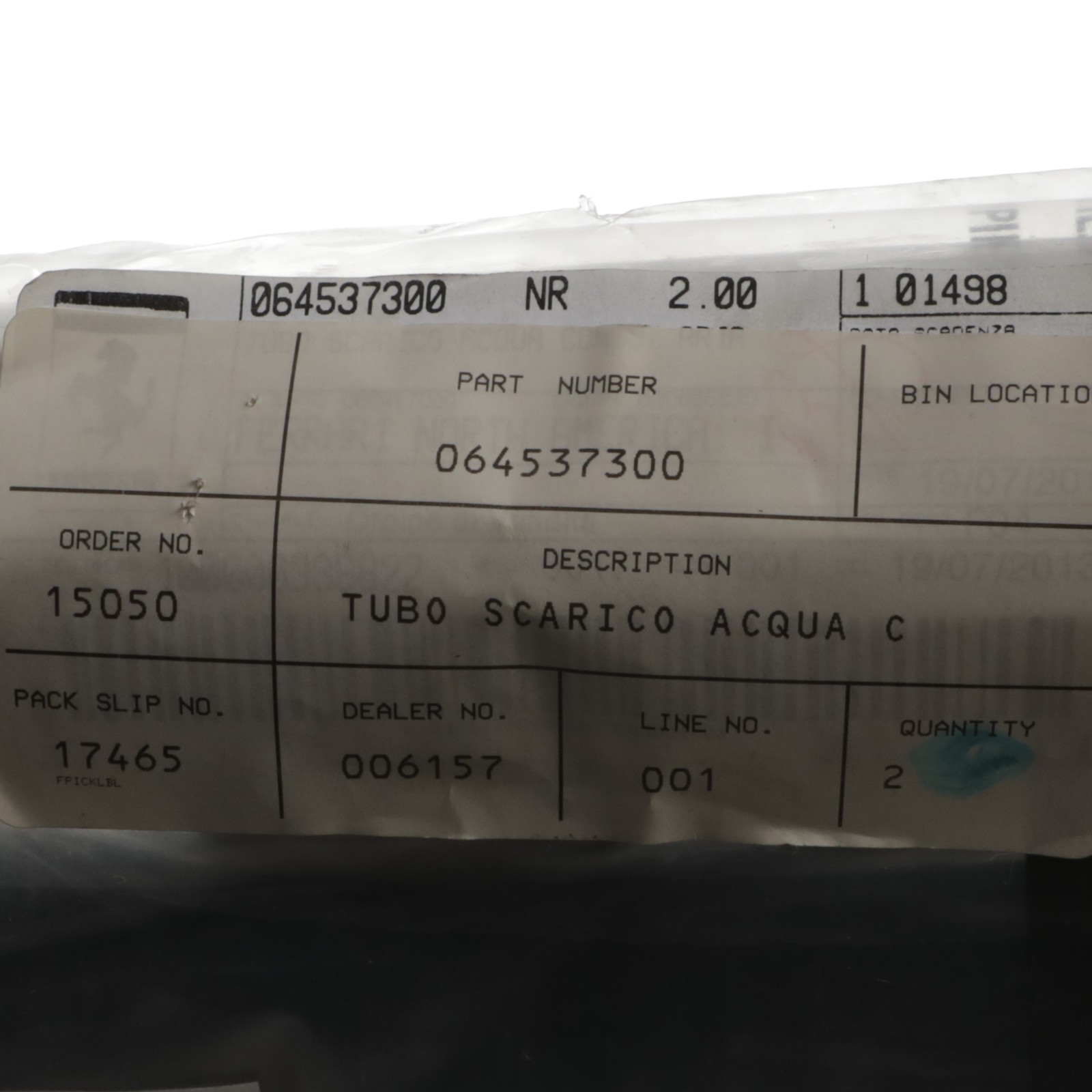Ferrari 456 Water drain pipe P/N 64537300