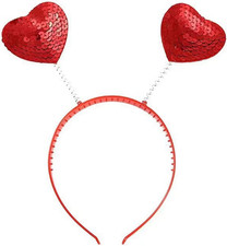 Valentine  S Day Headband Heart Headband Red Sequin Love-Shaped Head Boppers for