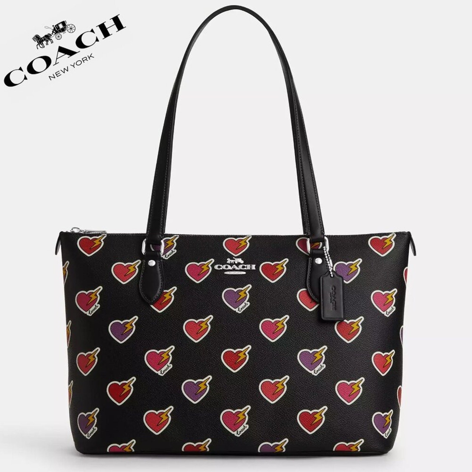 NWT ❤️Coach Gallery Tote Bag With Heart Bolt Print