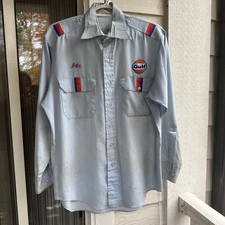 Vintage Gulf Gas and Oil Mechanic Filling Station Shirt Uniform Small Jake King