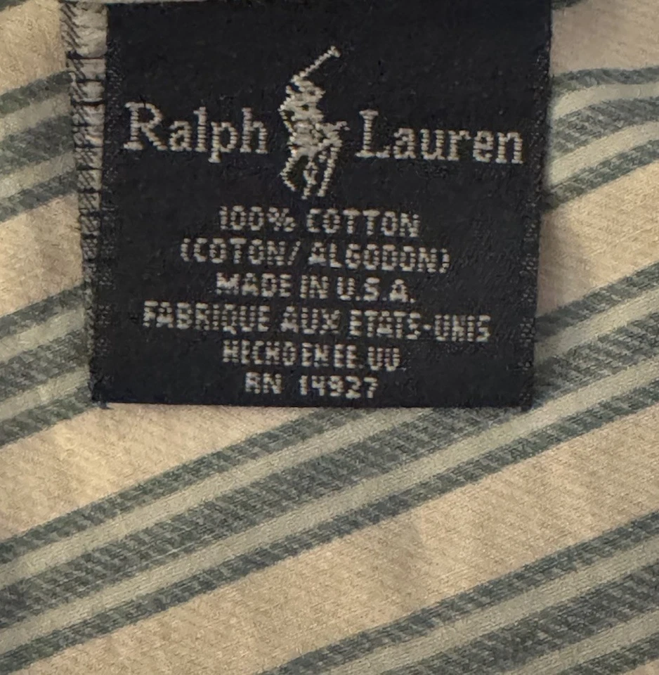 Ralph Lauren Claudine Blue Striped Full Flat Sheet & 2 Pillowcase Set USA - 3 Pc - Image 3 of 4