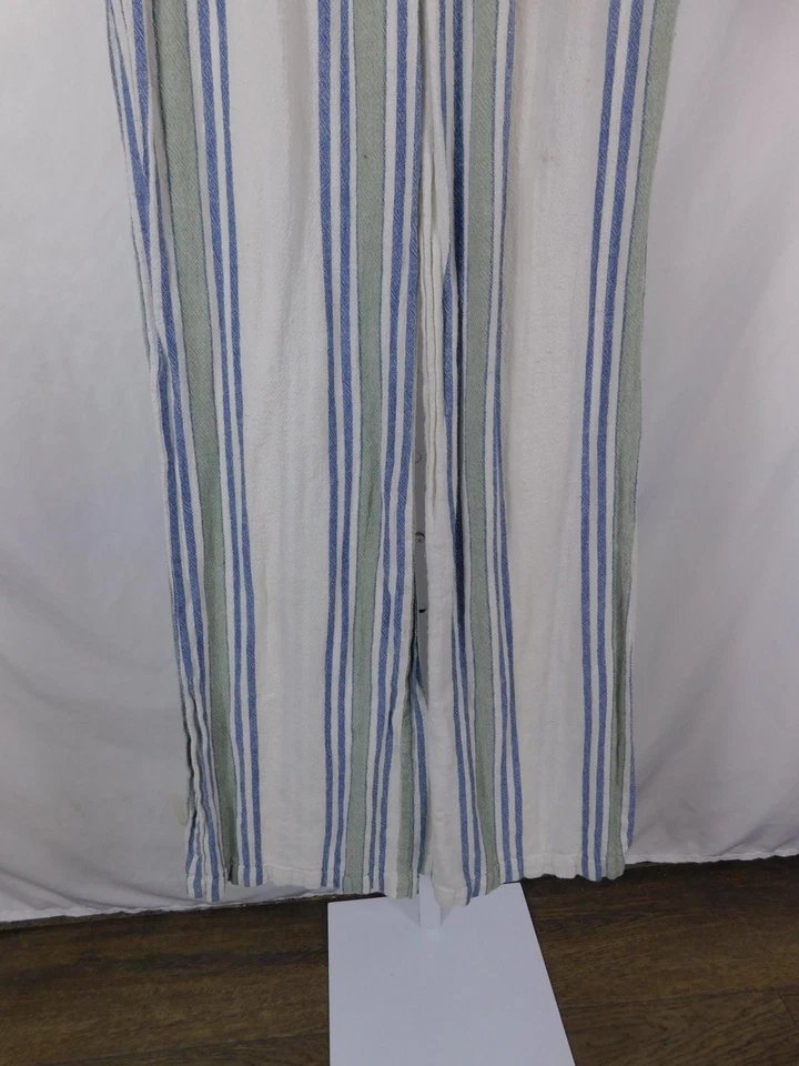 Pantalones Indigo Rein para mujer pequeños azules a rayas mezcla de lino cintura ajustada pierna ancha Foto 3 de 4