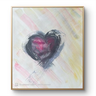 BLESSED#1326 Black Heart Emotion 11x14 Original Paper Art Modern Abstract