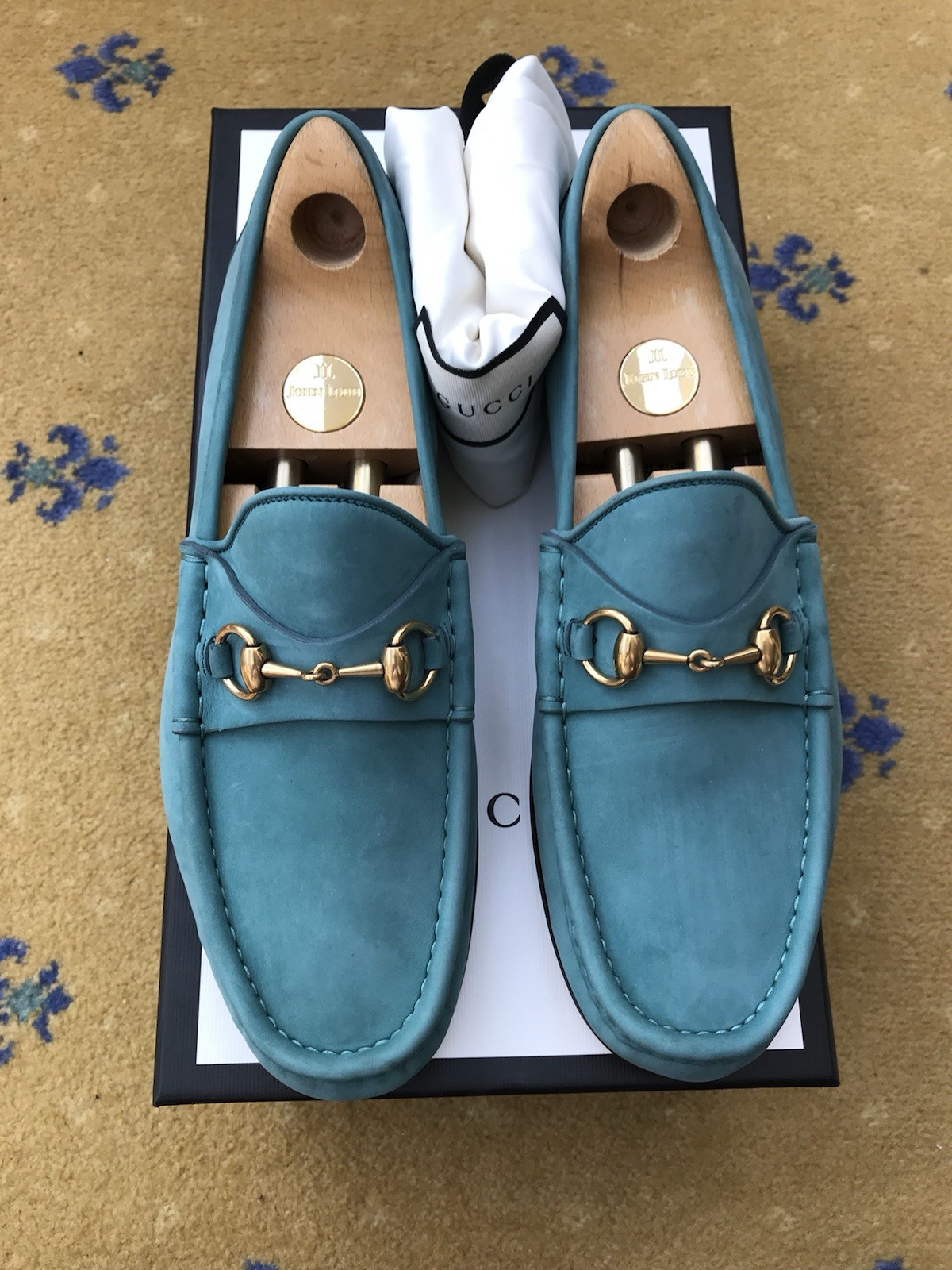 Gucci Horsebit 1953 Turquoise Leather Loafers Mens US 10 UK 9.5 EU 43.5 New